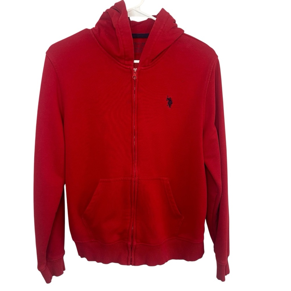 U.S. Polo Assn. BOYS YOUTH LARGE 10-12 Red Zip-Up Hoodie